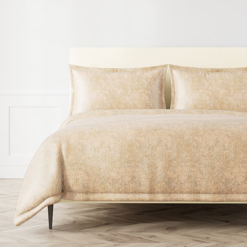 Allure Duvet Cover Set, King Duvet Cover + 2 Shams, Gold