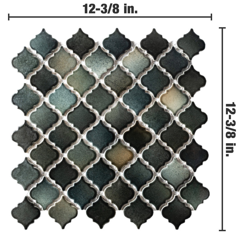 Hudson Tangier 2" x 2" Porcelain Arabesque Mosaic Wall & Floor Tile, Stormy Night