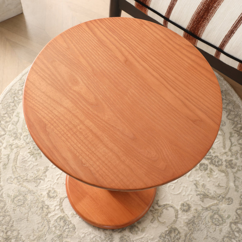 Solid Wood Round End Table,Side Table,Night Stand, Tan, Medium Yellow Wood