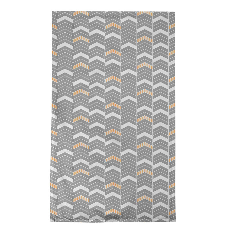Serviette à thé à chevrons Stephenie, Gris / Orange, Polyester sergé