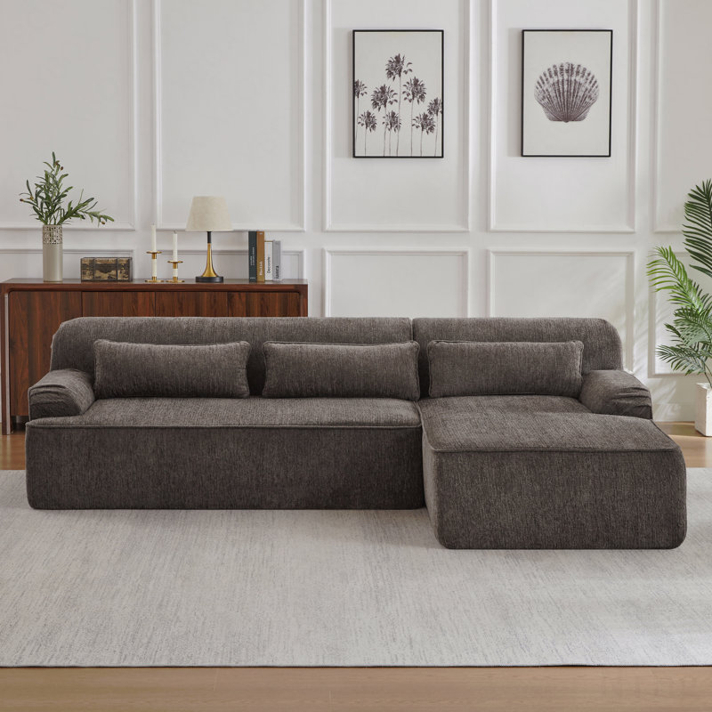 Canapé modulaire surdimensionné en L Chenille, design minimaliste, canapé-lit confortable pour les salons, les appartements et les espaces de réception