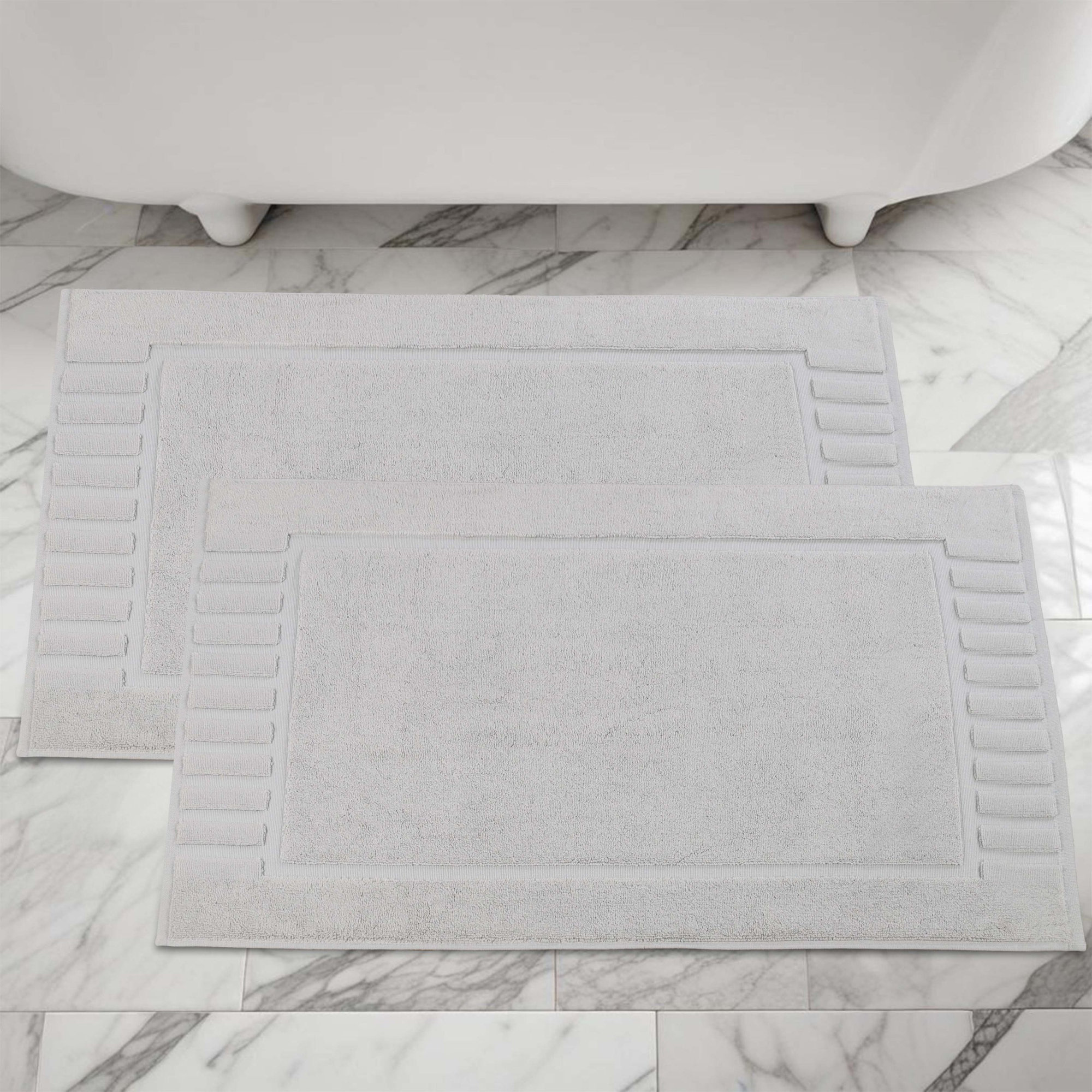 Pardue Cotton Bath Mat, Silver, Geometric