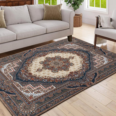 Tapis rétro 5 x 7, bohème rétro, lavable à la machine, antidérapant, floral brun rougeâtre pour la salle de jeux, tapis antidérapant 5 x 7, design rétro, exercice