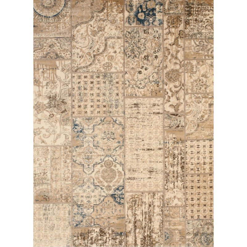 Gruber Ivory Machine Made Area Rug, Rectangle 5'3" x 7'3"