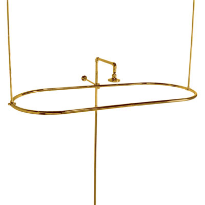 Oval Shower Shower Rod Enclosure, 36 in. Braces Brass by Strom Living
