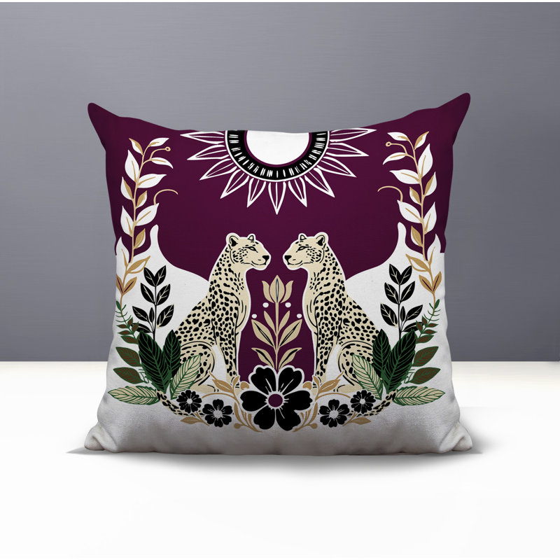 Spoke Leopard Reversible Indoor/Outdoor Square Pillow, Purple, Square 20"