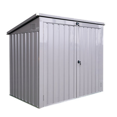 Remise en métal galvanisé en acier - pour ranger les déchets et les outils, gris, pour le rangement extérieur du patio, bois de chauffage, acier, verrouillable, pour utilisation dans la cour