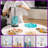Dimmable Glass Table Lamp Set with DIY Fillable Base, Bulbs, Touch Control and USB Ports