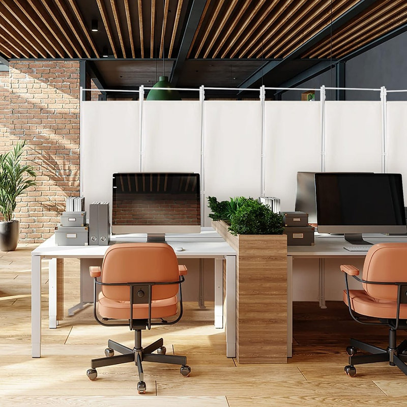 Paravent blanc pliable avec pieds réglables pour la maison et le bureau
