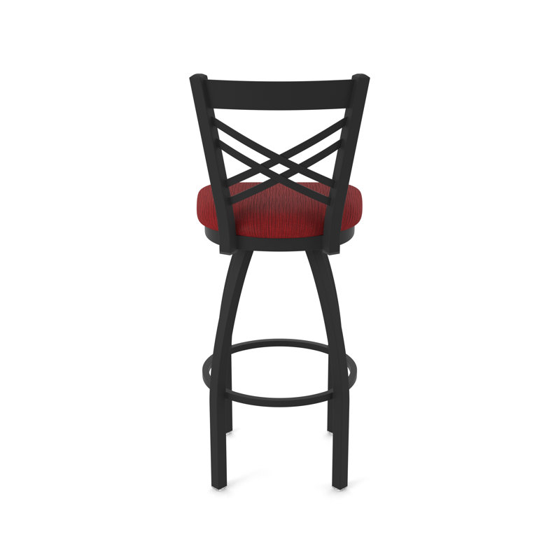 Tabouret pivotant 820 Catalina, Noir froissé, Tabouret de bar (siège d'une hauteur de 30 po), Tissu - rubis graphique