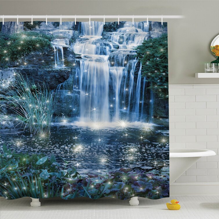 Ambesonne Waterfall Magic Fairy Cascade Shower Curtain Set, Green