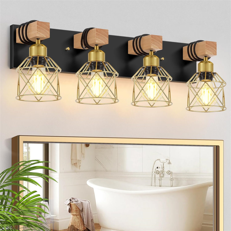 Dimmable Vanity Light, 4 Lights, Gold