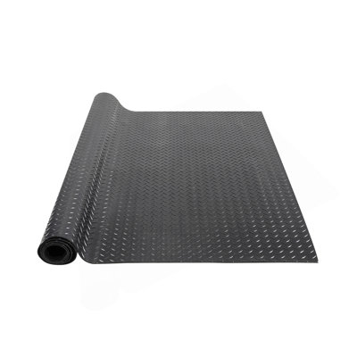 Diamond-Plate Rubber Flooring Roll, 3 Mm X 4 Ft X 8 Ft Garage Floor Mat, SBR Rubber Garage Flooring Roll, Easy To Clean, Diamond Plate Rubber Mat For Under Cars, Garage Industry Gym, Black