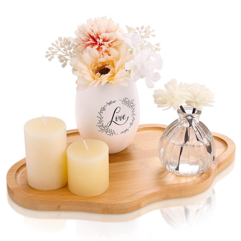 Wood Decorative Serving Tray For Candles Perfume, Cloud Jewelry Tray Trinket Dish, Wooden Trays For Coffee Table Home Decor