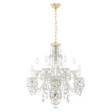 Sterling 12 Light 29in x 30in Two-Tier Chandelier in Gold with Clear Heritage Handcut Crystals