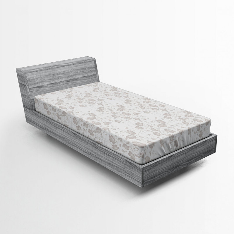 Microfiber Floral Fitted Sheet, Twin XL Fitted Sheet, Light Gray Floral