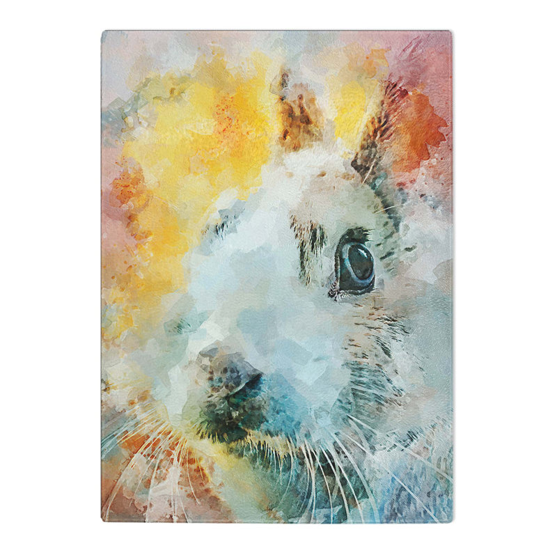 Tempered Glass Bunny Rabbit in Abstract Chopping Board, 39cm W x 28.5cm L