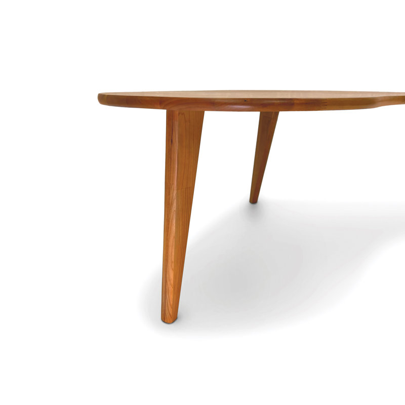 Sage Kidney Coffee Table With Wood Legs, 18" H x 54" L x 30" W