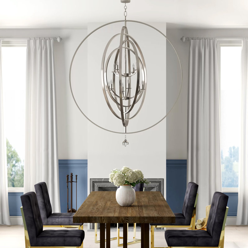 Salas 10 - Light Globe Chandelier, Antique Silver