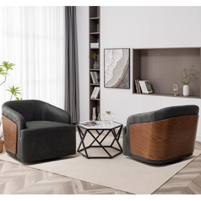 Andretta Faux Leather Swivel Barrel Chair