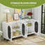 Buffet | Rangement blanc moderne 60 po avec 4 portes en acrylique | Panneau de fibres à densité moyenne | Tablettes réglables