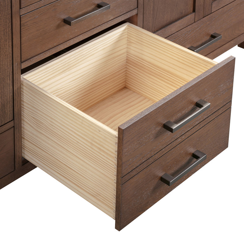 Modero 60" Double Bathroom Vanity with Top, Cala White, Black, Mocha Oak