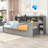 Two Drawers Wooden Daybed with Storage Shelves and Desk-740608559