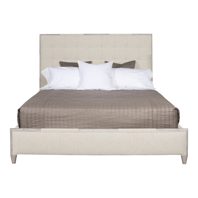 Lit à panneau tapissier très grand Thom Filicia Home California, Gris colombe, Parchemin Instant, Grand lit