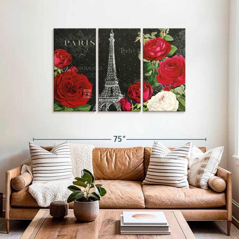 Lilie rouge Paris I noir, H 36 po x l 57 po