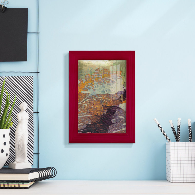 Paysage de Monet VII sur papier, Rouge, H 6 po x l 4 po x P 1 po
