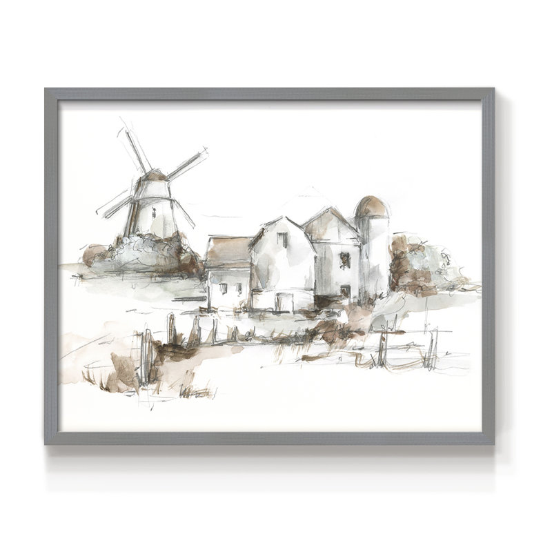 Old Mill Farm II -Framed Print - Restickable, H 22 po x l 28 po, Gris