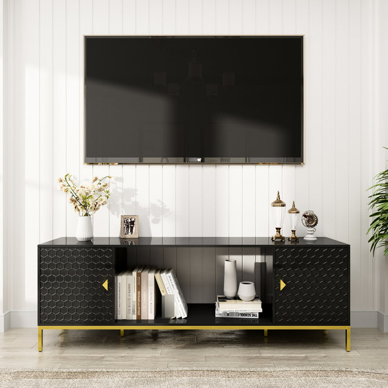 Meuble télé 70 po avec meuble télé en bois robuste avec rangement et tablettes ouvertes pour le salon