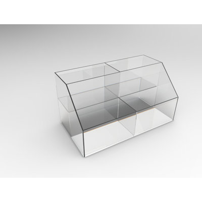 Medium Double-Wide Tiered Acrylic Bin Display - Clear Plexiglass/Lucite