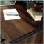 Bureau industriel avec huche, finition brune