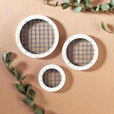 Blue Memory Board Wall Decor 3 - Piece , Circle Shape, Solid Wood Frame, Ideal For Living Room Display Refinement Upgrade Of Pieces, Modern Style Transformation