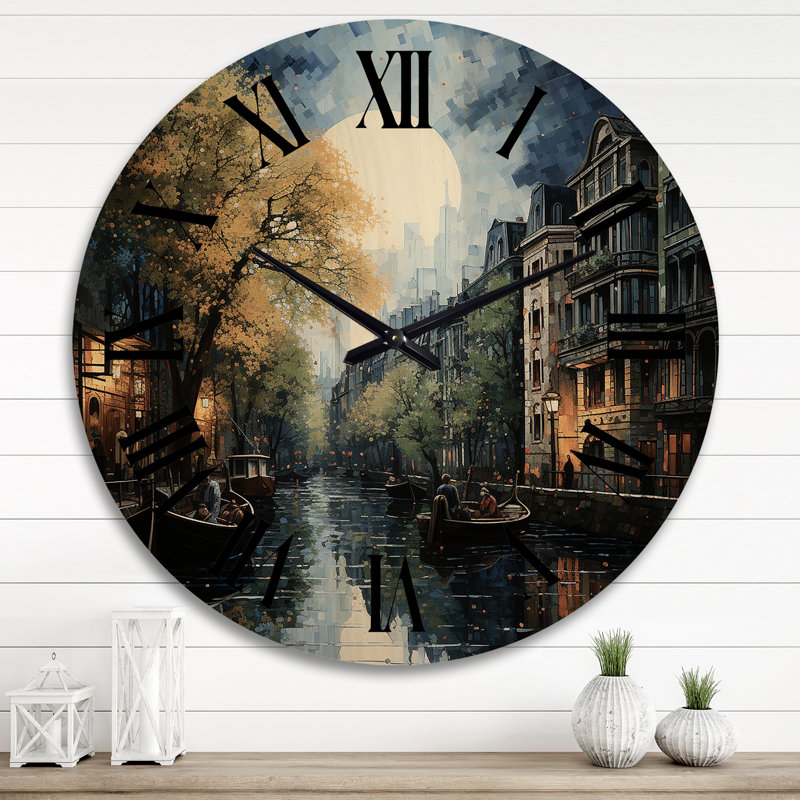 Horloge murale surdimensionnée Green Canals, Très grand