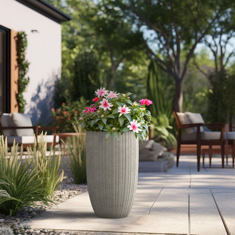 Derron Handmade Pot Planter, Light Gray