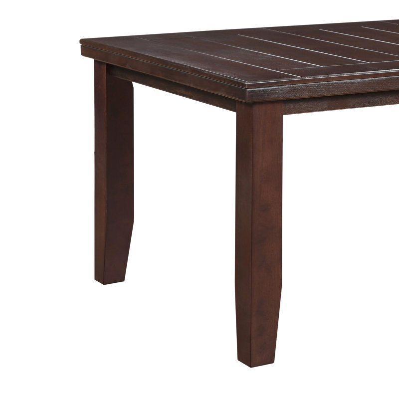 Table de salle à manger rectangulaire en merisier avec pieds fuselés stables et élégants - 6 couverts, dimensions : 76 x 107 x 168 cm, hauteur : 76 cm, style transitionnel, 6 pieds