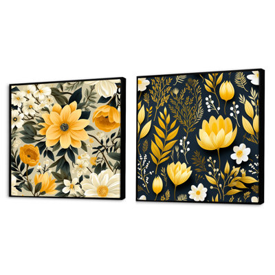 Chahine - Ensemble de 2 collages carrés botaniques abstraits