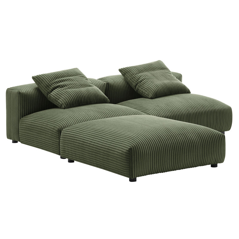 Canapé modulaire rembourré en velours côtelé 3 pièces Solace, Velours fougère