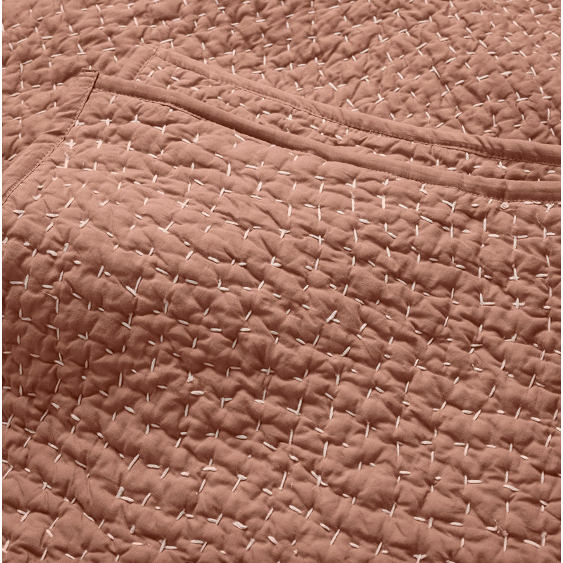 Pebbled Organic Percale Geometric Shapes Quilt, Twin Quilt, Praline