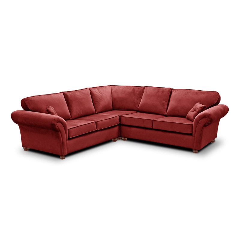 Lila 5 Seater Velvet Corner Sofa , Burgundy