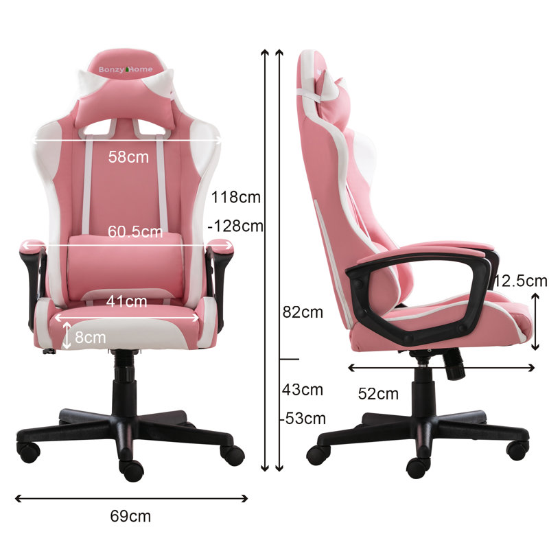 KINWELL Adjustable Reclining Ergonomic Faux Leather Swiveling PC & Racing Game Chair