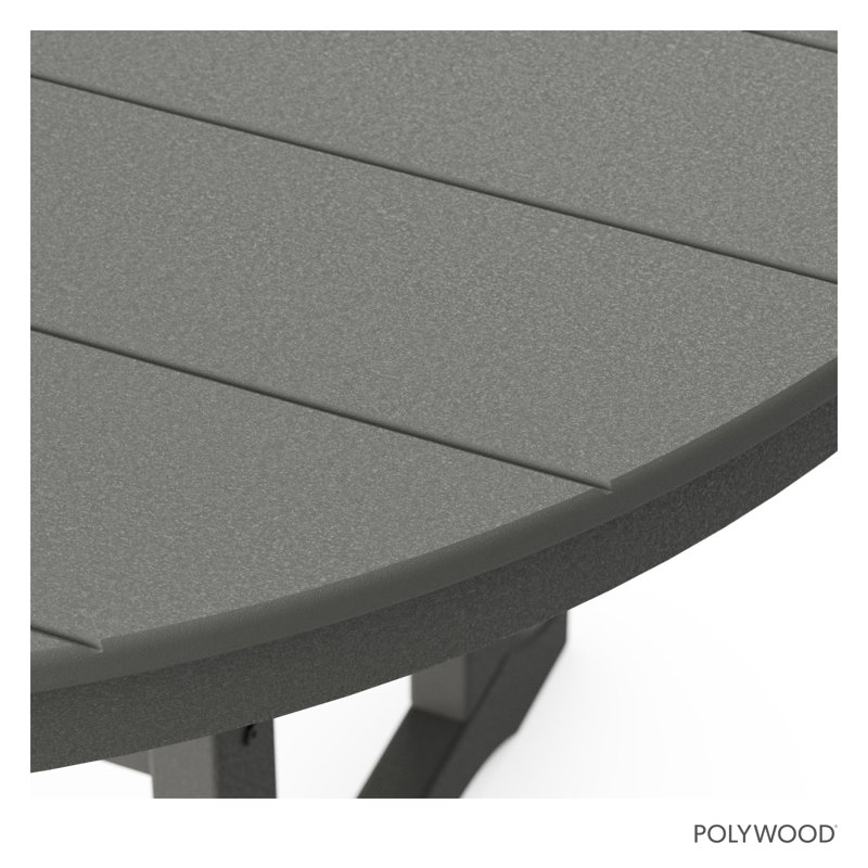 POLYWOOD Round Farmhouse Dining Table, 48", Slate Gray