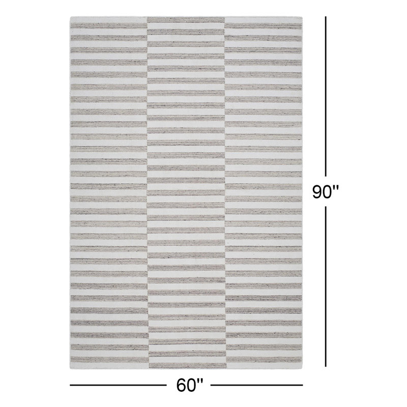 Ernie tissé à la main recyclé P.E.T. Tapis argent clair / ardoise pâle, Rectangle 5 pi x 7 pi 6 po
