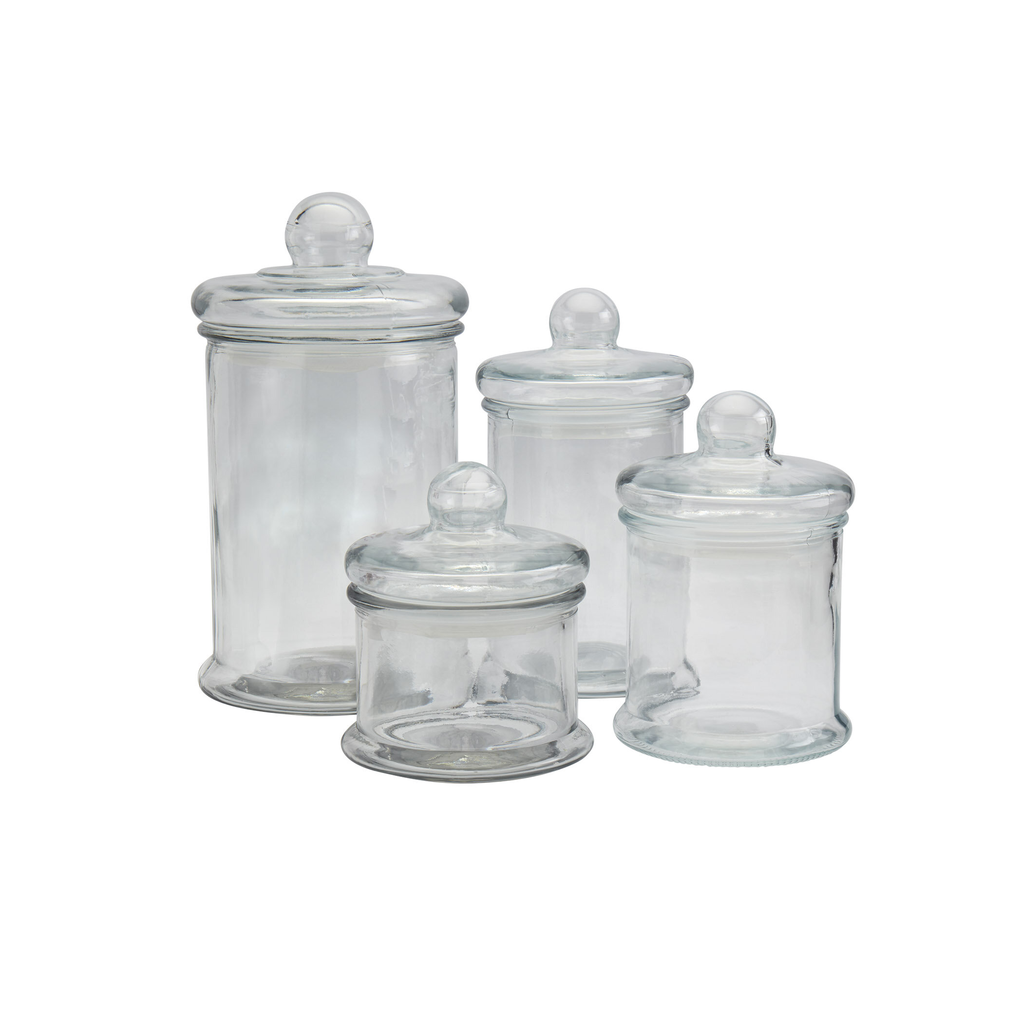 Classic Counter Top Glass Cookie Jars with Metal Lids