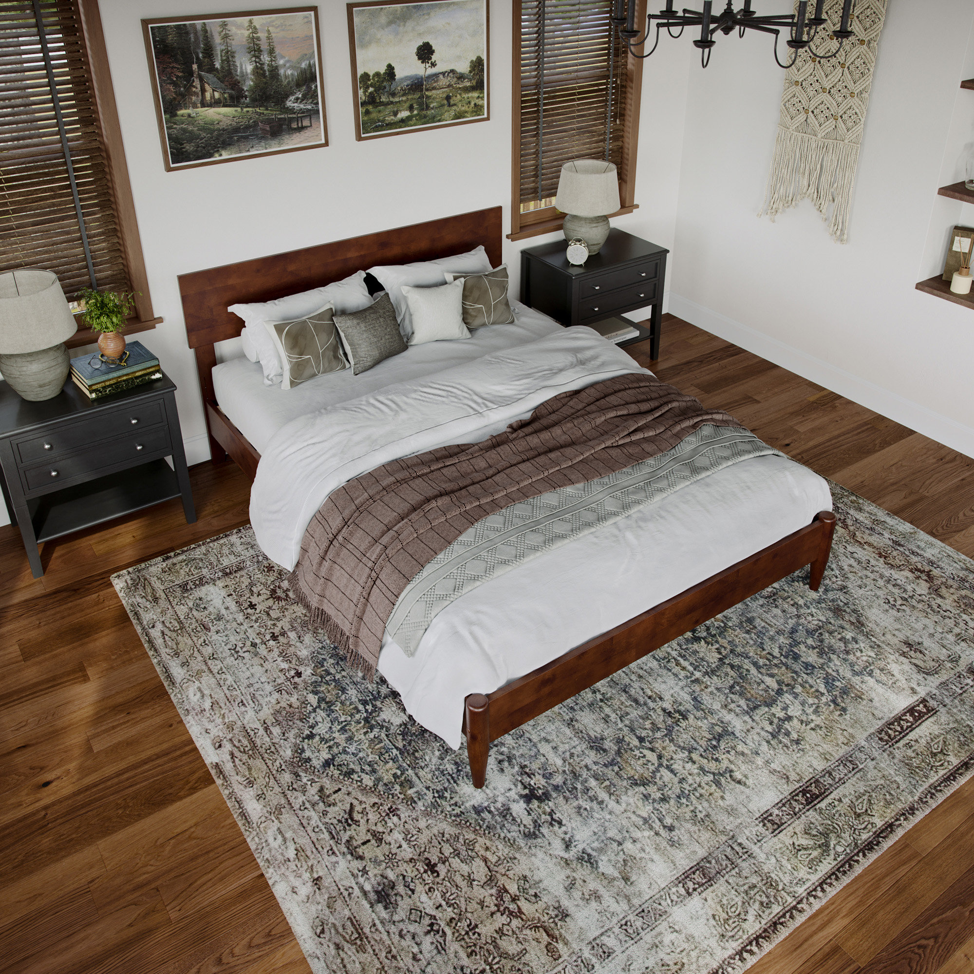 Amandaleigh Solid Wood Low Profile Platform Bed with Built-in Charging Station