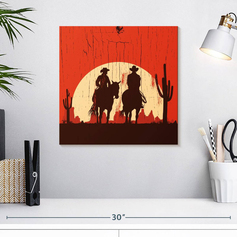 Lelar Two Cowboys, 16" H x 16" W