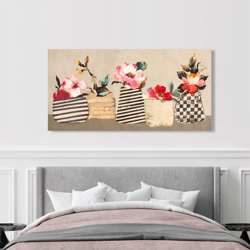Funky Florals (detail) 1 Piece Wrapped Canvas Wall Art, 60cm H x 120cm W x 4cm D