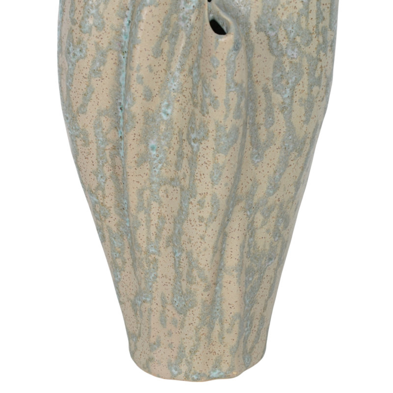 Ceramic Decorative Vase with Textured Wavy Design - Modern Home Accent, 11" H x 6" W x 6" D